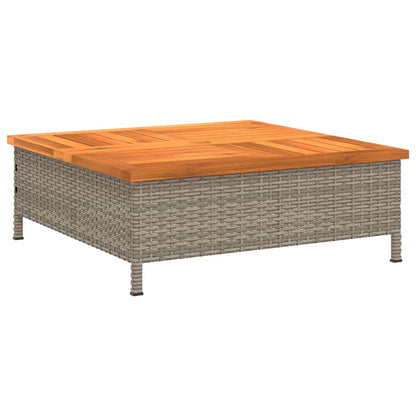 Garten-Couchtisch 70x70x25 cm Rattan und Akazienholz