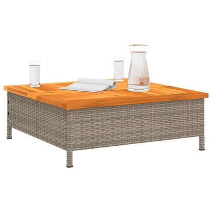 Garten-Couchtisch 70x70x25 cm Rattan und Akazienholz