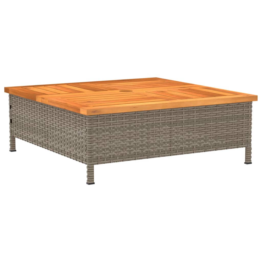 Garten-Couchtisch 70x70x25 cm Rattan und Akazienholz