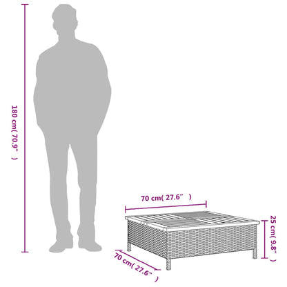 Garten-Couchtisch 70x70x25 cm Rattan und Akazienholz