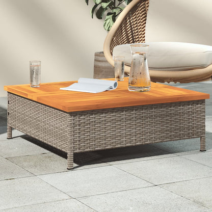 Garten-Couchtisch 70x70x25 cm Rattan und Akazienholz