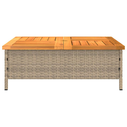 Garten-Couchtisch Beige 70x70x25 cm Rattan und Akazienholz