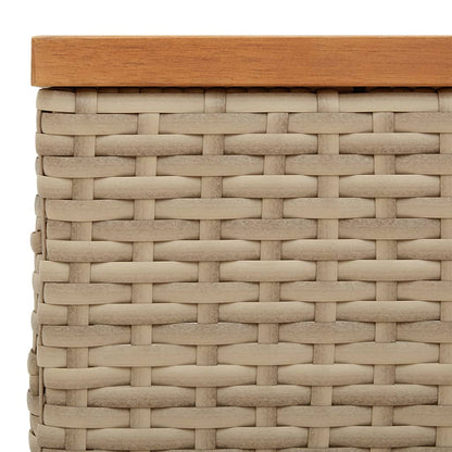 Garten-Couchtisch Beige 70x70x25 cm Rattan und Akazienholz