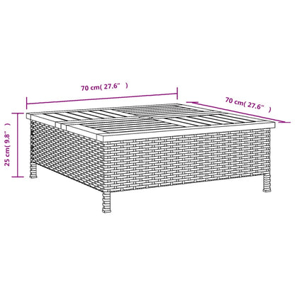 Garten-Couchtisch Beige 70x70x25 cm Rattan und Akazienholz