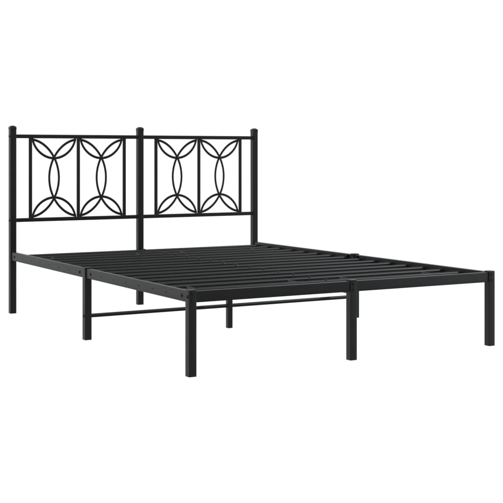 Bettgestell mit Kopfteil Metall Schwarz 140x190 cm