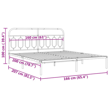 Bettgestell mit Kopfteil Metall Schwarz 160x200 cm