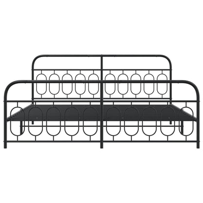 Bettgestell mit Kopf- und Fußteil Metall Schwarz 200x200 cm