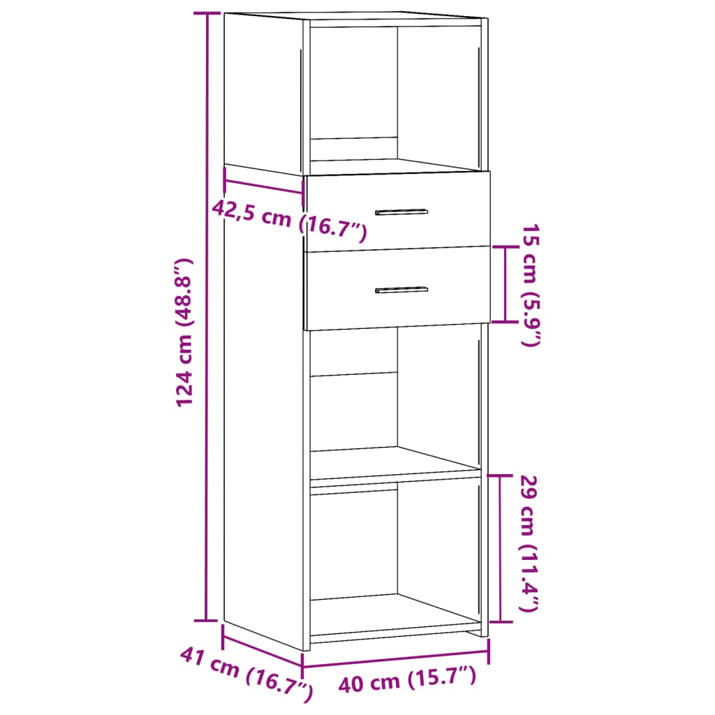 Highboard Betongrau 40x42,5x124 cm Holzwerkstoff