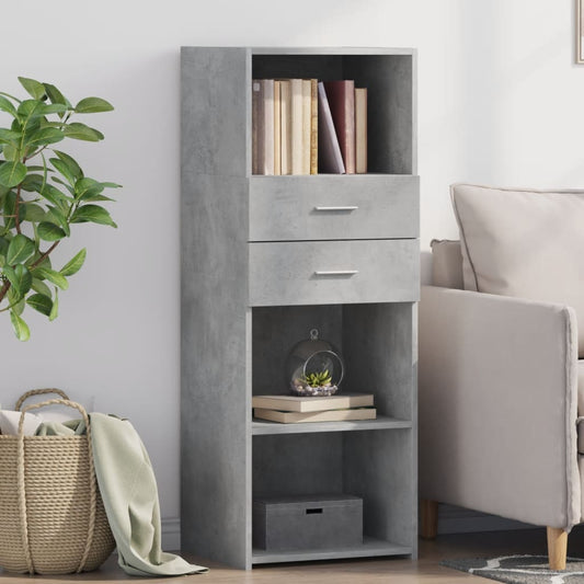 Buffet haut gris béton 45x42,5x124 cm en bois