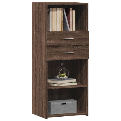 Buffet haut aspect chêne marron 50x42,5x124 cm matériau bois