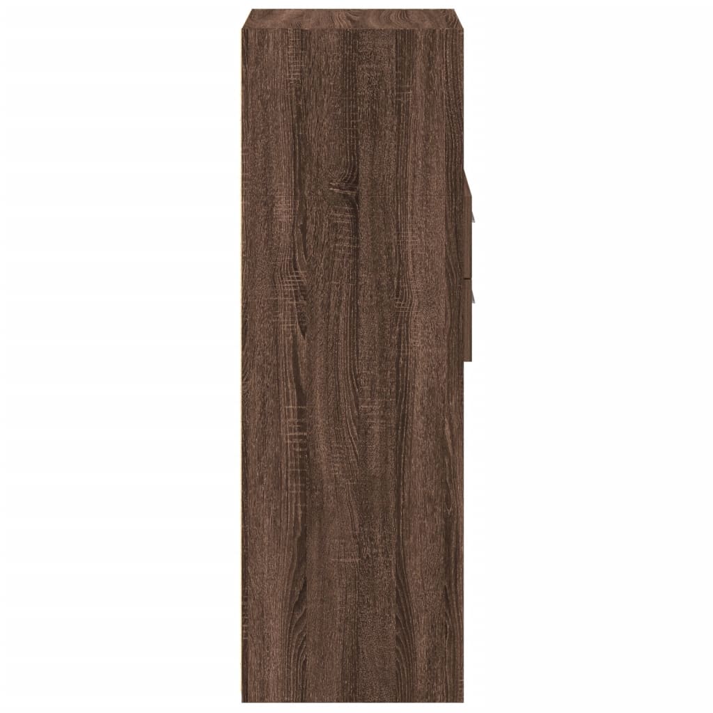 Buffet haut aspect chêne marron 50x42,5x124 cm matériau bois