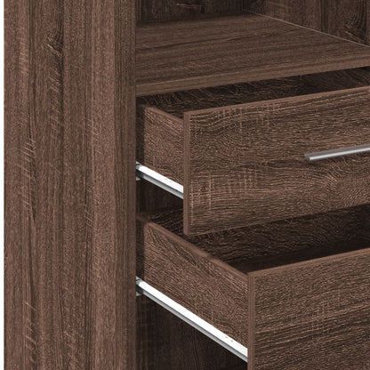 Buffet haut aspect chêne marron 50x42,5x124 cm matériau bois