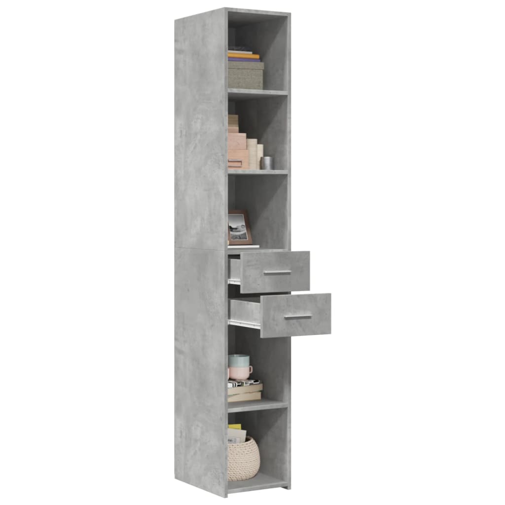 Buffet gris béton 30x42,5x185 cm en bois