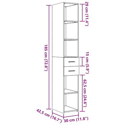 Highboard Grau Sonoma 30x42,5x185 cm Holzwerkstoff