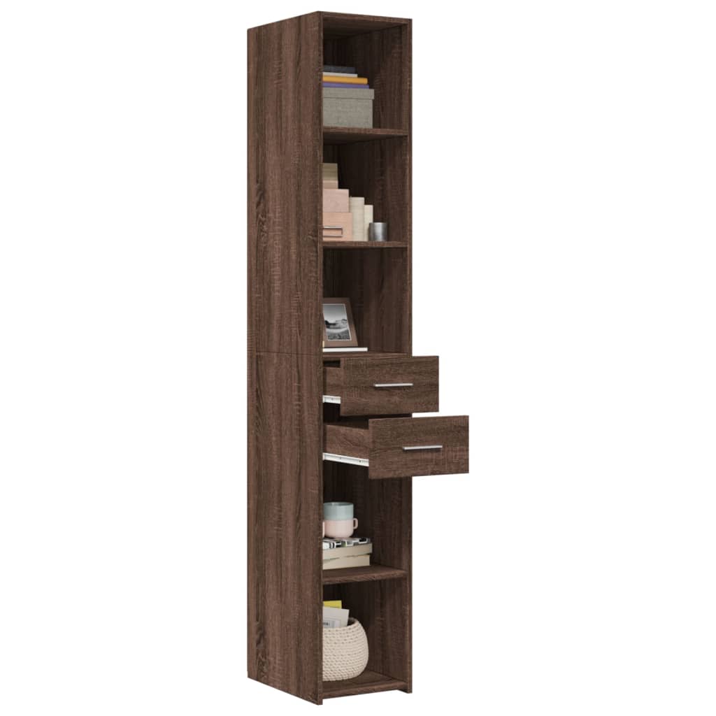 Highboard Braun Eichen-Optik 30x42,5x185 cm Holzwerkstoff