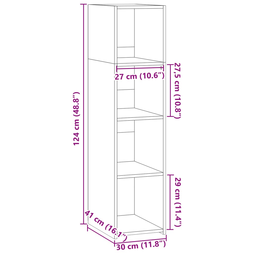 Buffet haut noir 30x41x124 cm en bois