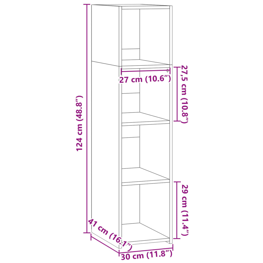 Buffet gris béton 30x41x124 cm en bois