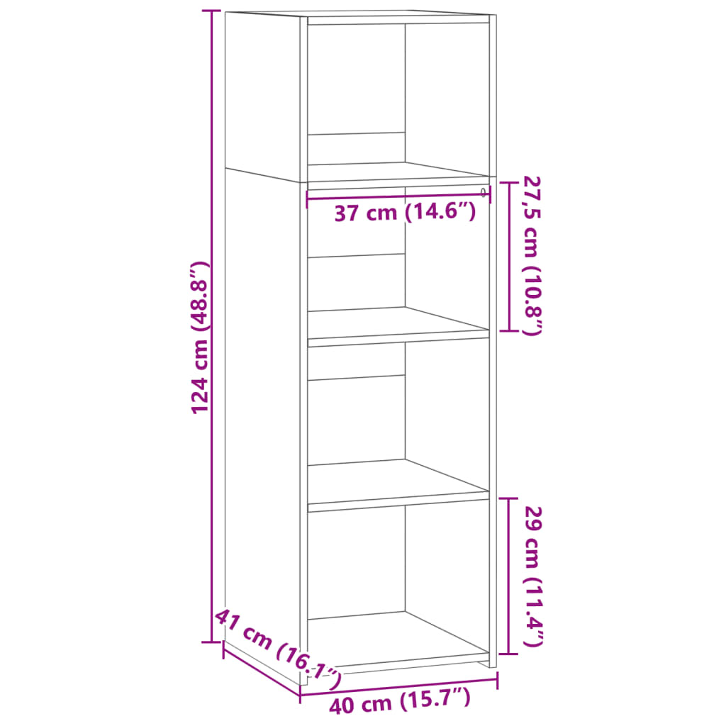 Buffet haut aspect chêne marron 40x41x124 cm matériau bois