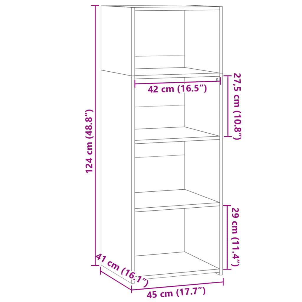 Highboard Schwarz 45x41x124 cm Holzwerkstoff