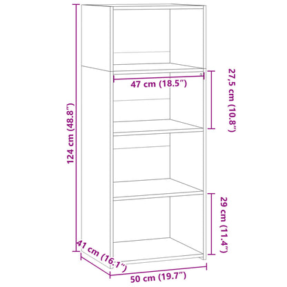 Buffet haut aspect chêne marron 50x41x124 cm matériau bois