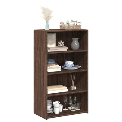 Buffet haut aspect chêne marron 70x41x124 cm matériau bois