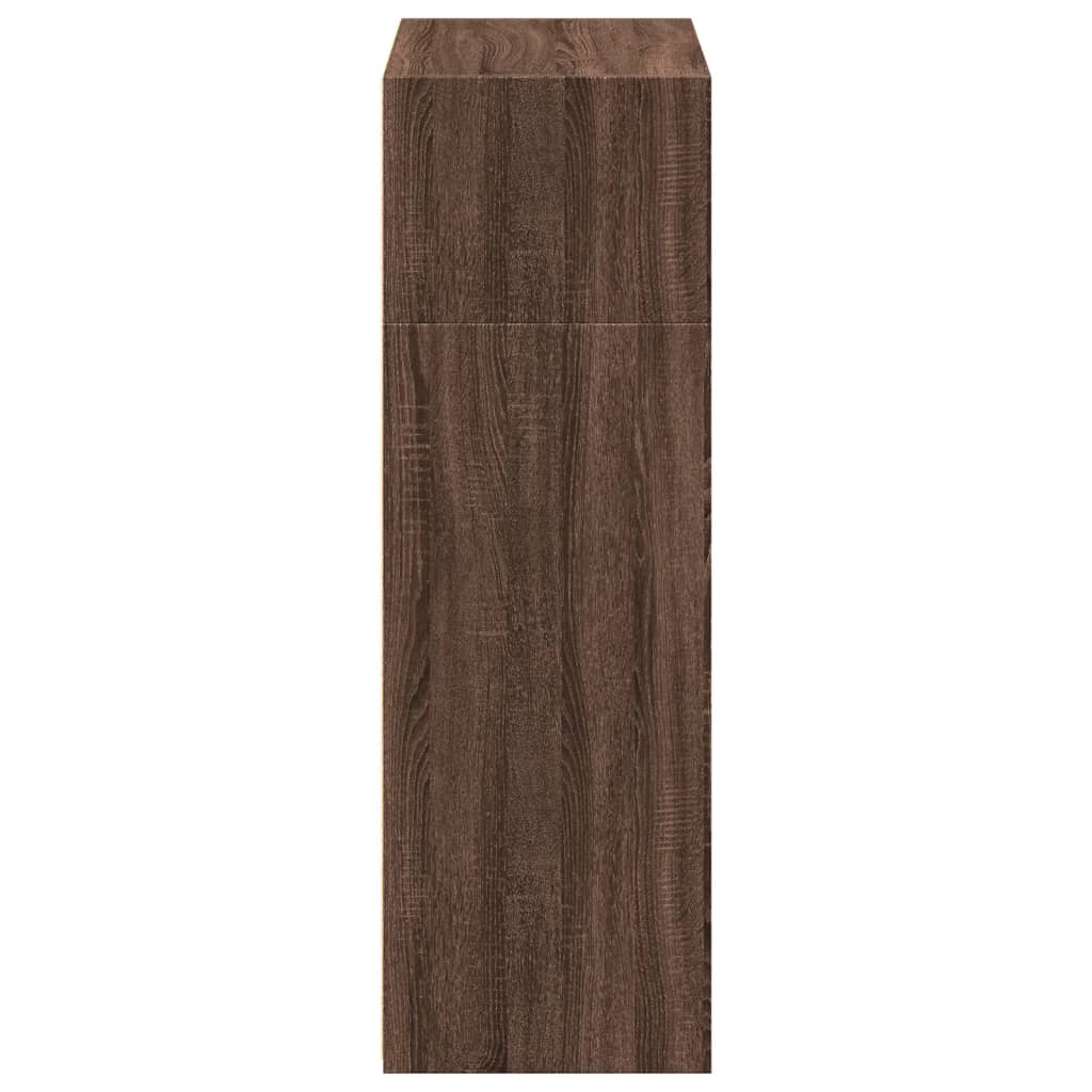 Buffet haut aspect chêne marron 70x41x124 cm matériau bois