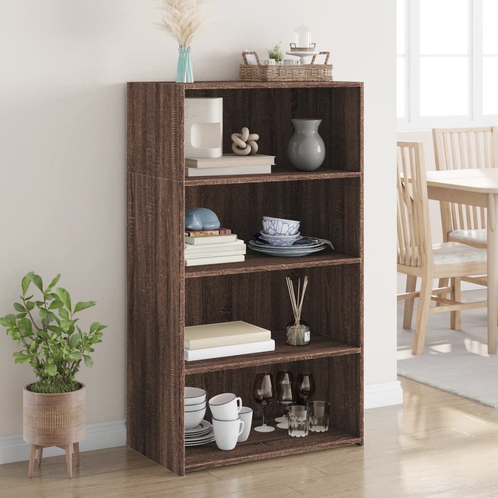 Buffet haut aspect chêne marron 70x41x124 cm matériau bois