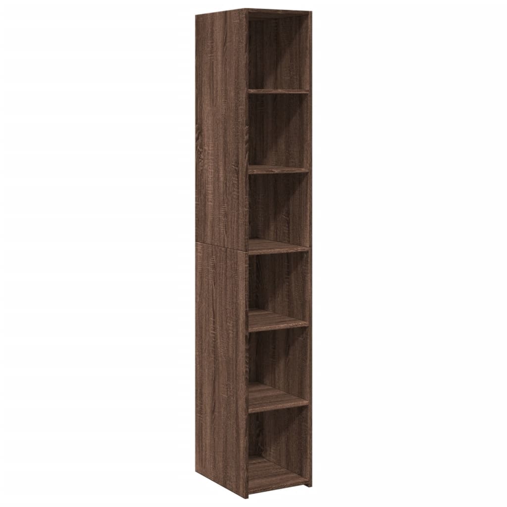 Buffet haut aspect chêne marron 30x41x185 cm matériau bois