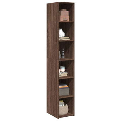 Buffet haut aspect chêne marron 30x41x185 cm matériau bois