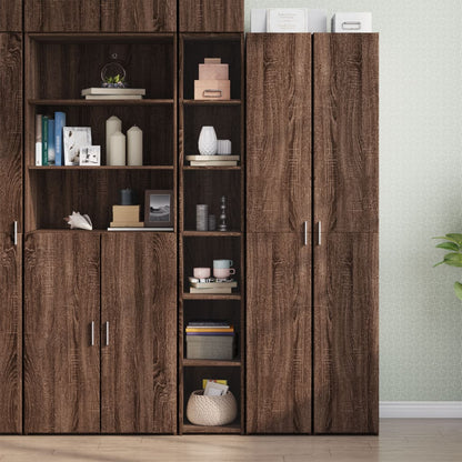 Buffet haut aspect chêne marron 30x41x185 cm matériau bois