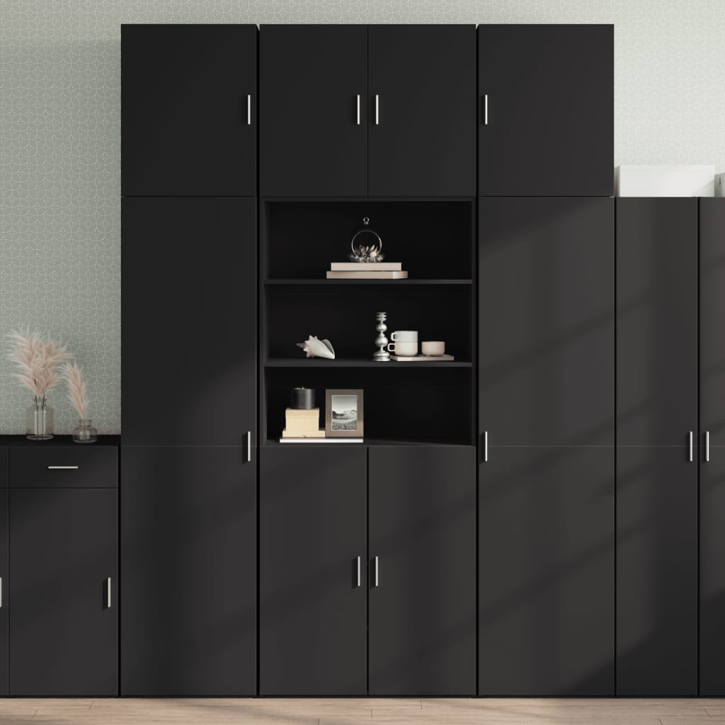 Buffet haut noir 80x42,5x249 cm en bois