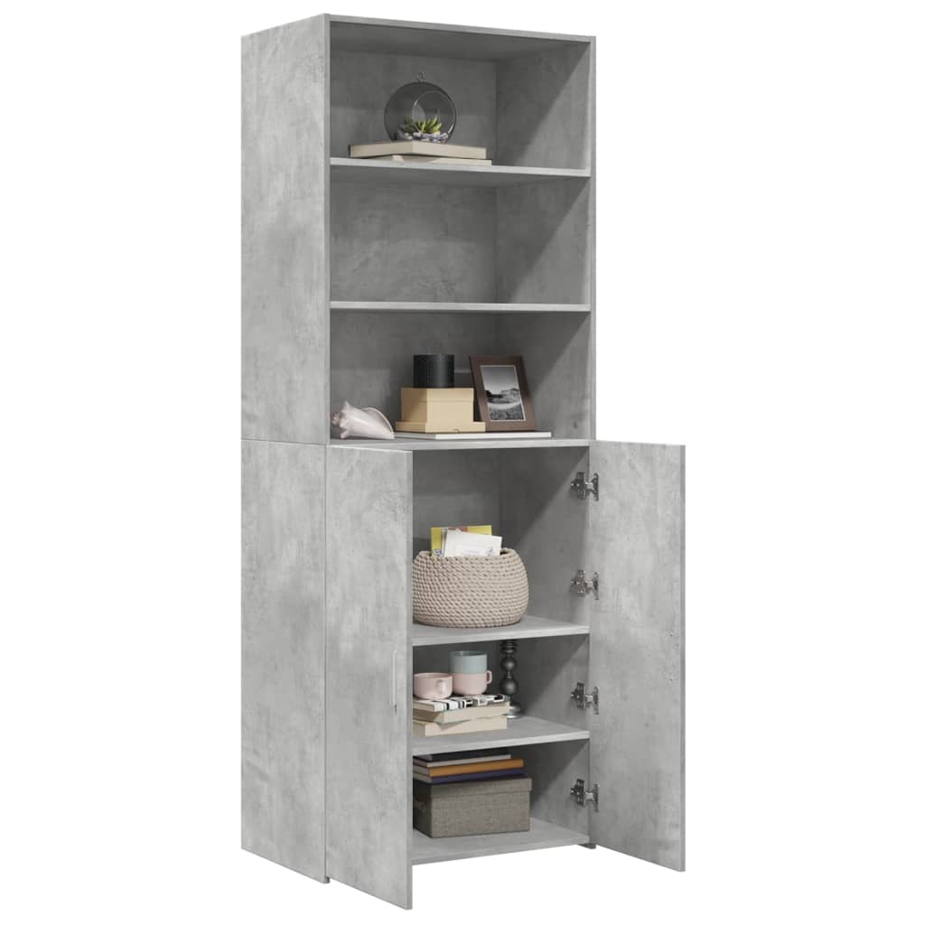 Buffet haut béton gris 70x42,5x185 cm en bois