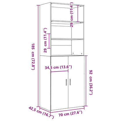 Buffet haut béton gris 70x42,5x185 cm en bois