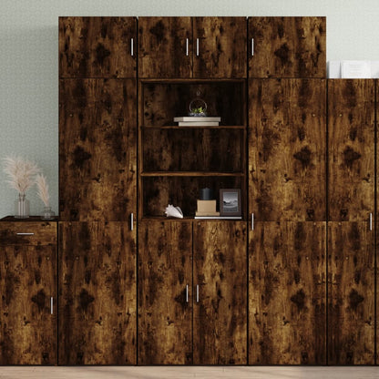 Buffet haut chêne fumé 70x42,5x185 cm matériau bois