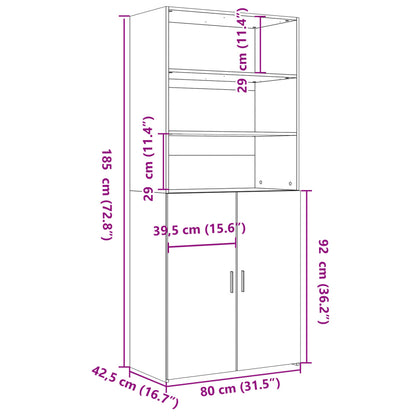 Buffet haut noir 80x42,5x185 cm en bois