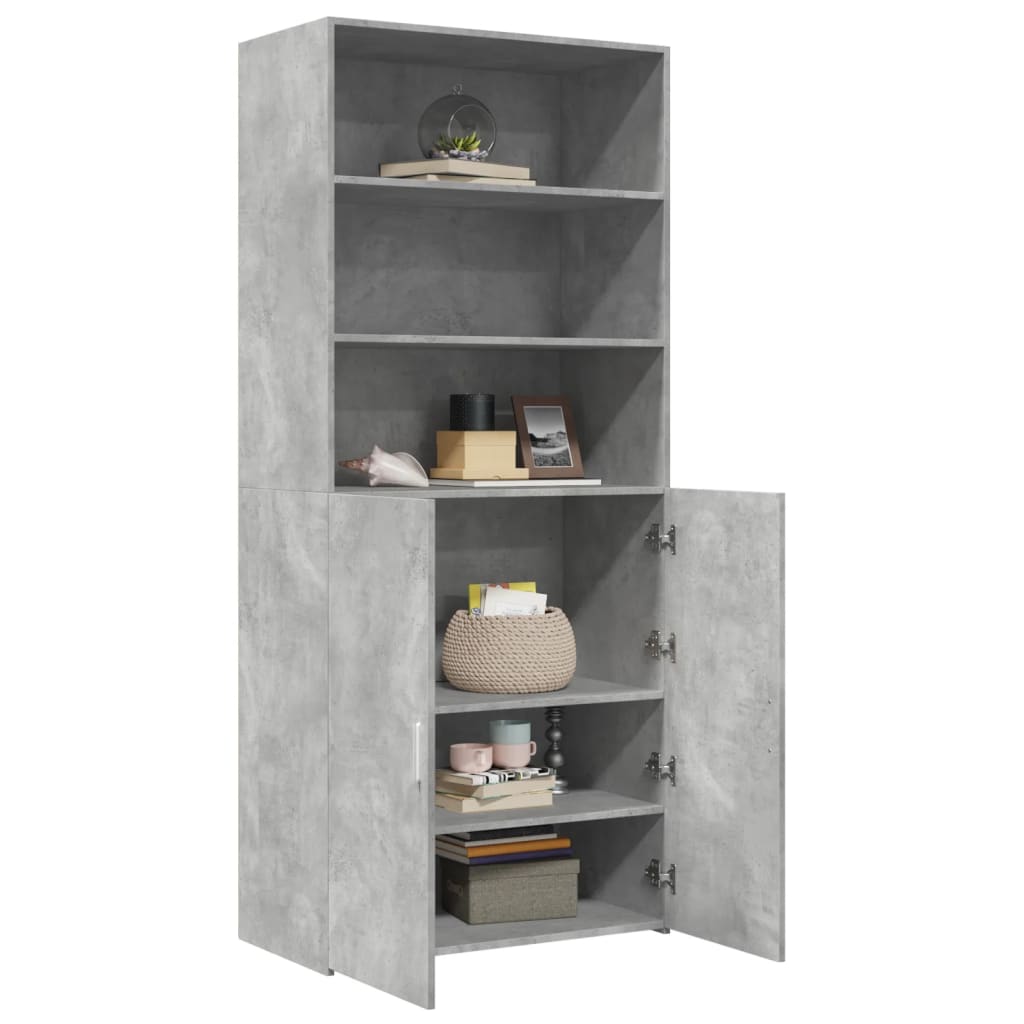 Buffet haut béton gris 80x42,5x185 cm en bois