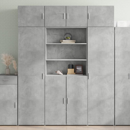 Buffet haut béton gris 80x42,5x185 cm en bois