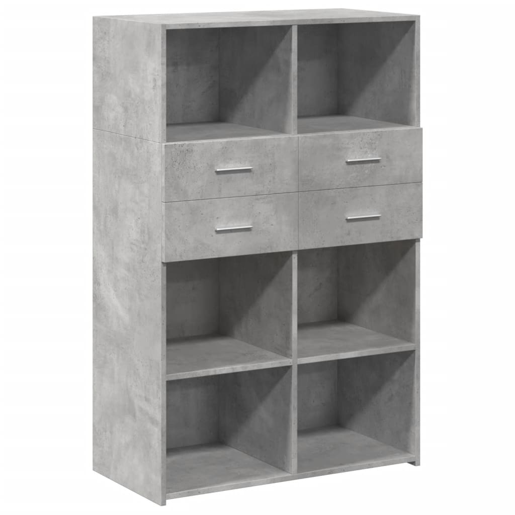 Buffet haut béton gris 80x42,5x124 cm en bois