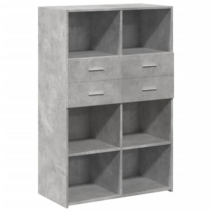 Buffet haut béton gris 80x42,5x124 cm en bois