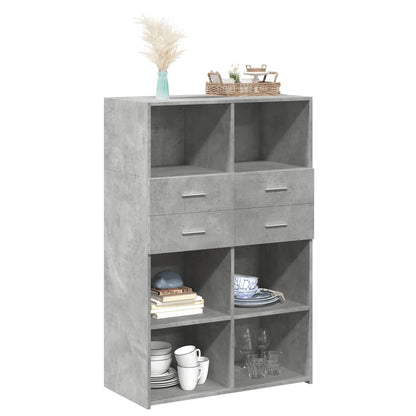 Buffet haut béton gris 80x42,5x124 cm en bois