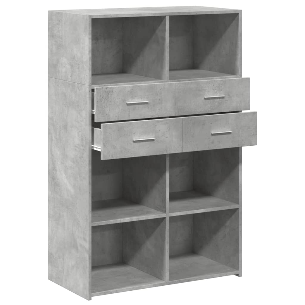 Buffet haut béton gris 80x42,5x124 cm en bois