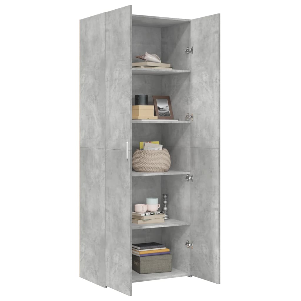 Buffet haut béton gris 70x42,5x185 cm en bois