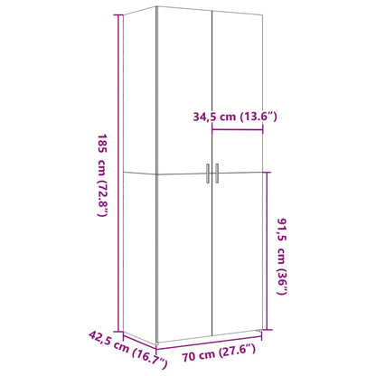 Buffet haut béton gris 70x42,5x185 cm en bois