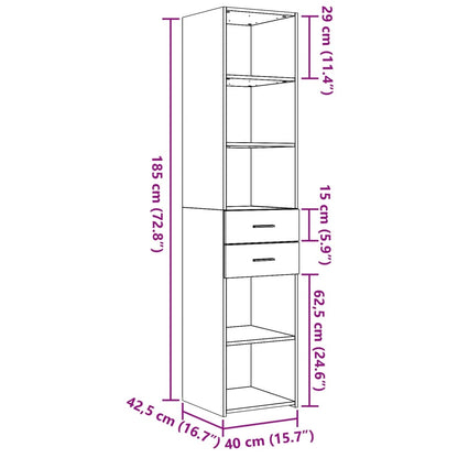 Buffet haut gris béton 40x42,5x185 cm en bois