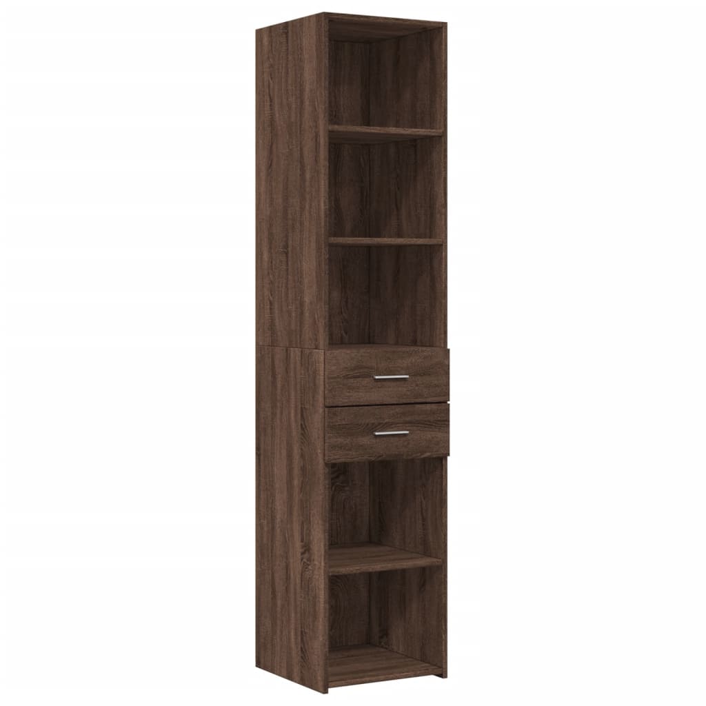 Buffet haut aspect chêne marron 40x42,5x185 cm matériau bois