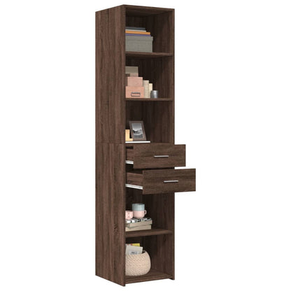 Buffet haut aspect chêne marron 40x42,5x185 cm matériau bois