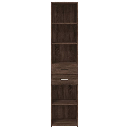 Buffet haut aspect chêne marron 40x42,5x185 cm matériau bois