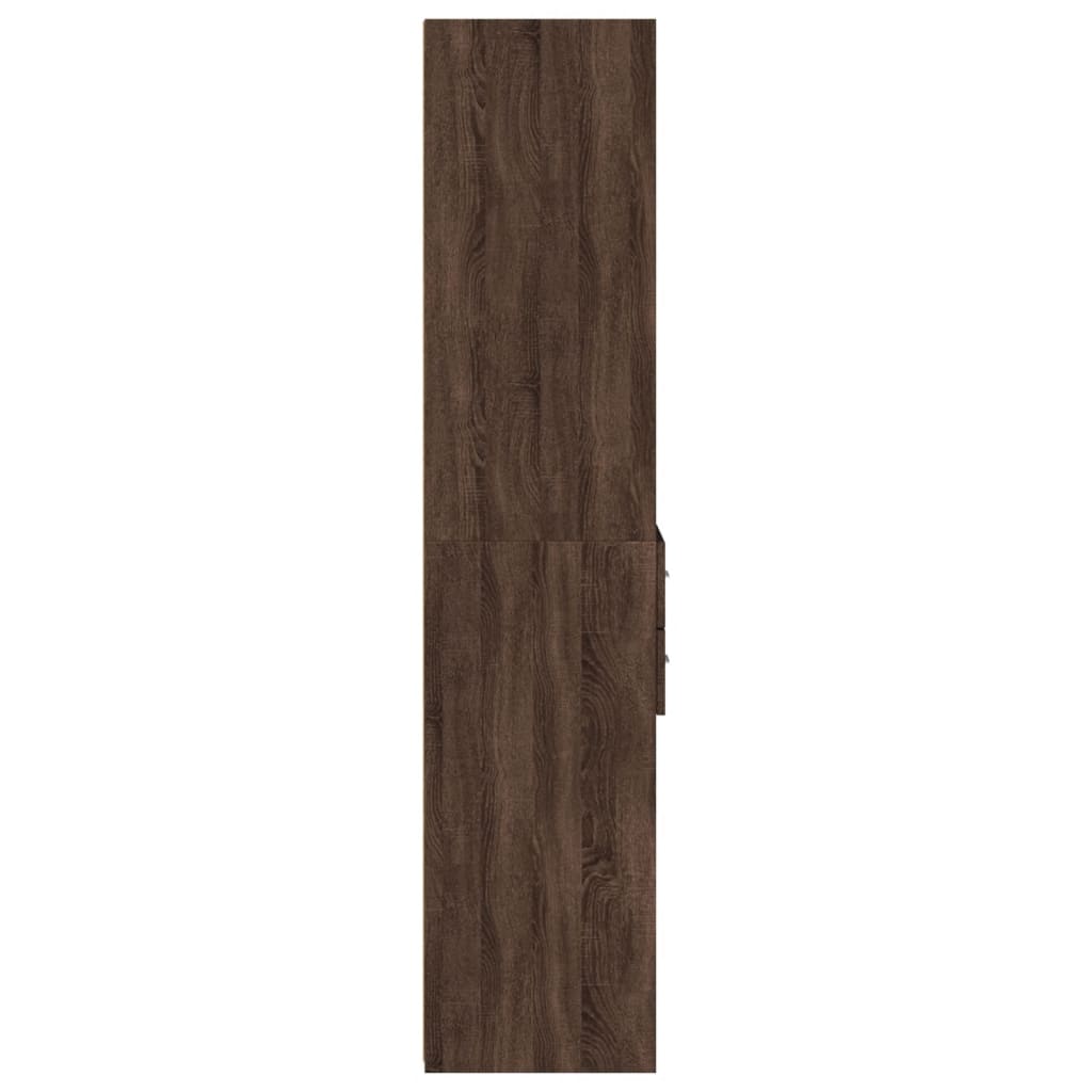 Buffet haut aspect chêne marron 40x42,5x185 cm matériau bois