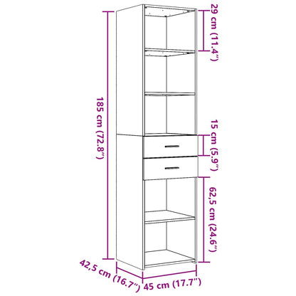 Buffet haut gris Sonoma 45x42,5x185 cm en bois