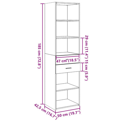 Buffet haut gris Sonoma 50x42,5x185 cm en bois